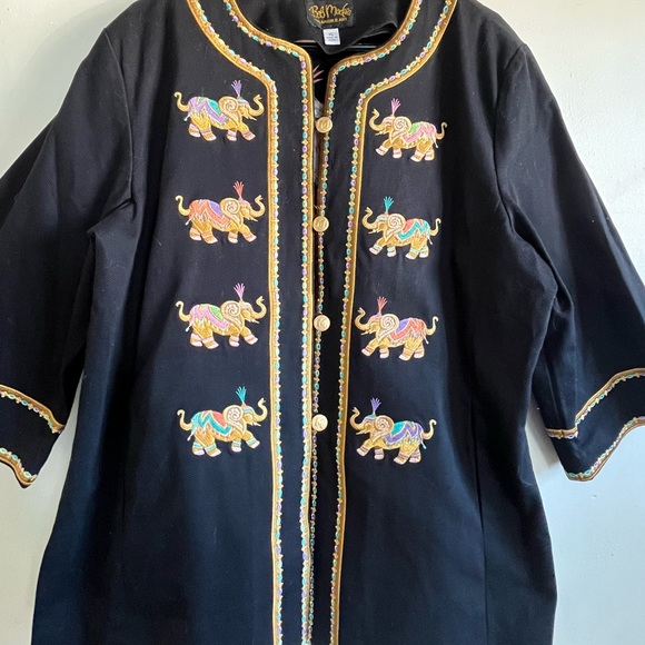 2/$50 Bob Mackie Wearable Art Jacket. Beautiful Embroidered Elephants - Picture 4 of 15